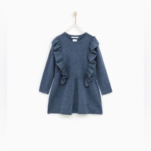 Zara 🩵💙🩵 Girls Knitwear Ruffled Dress - Size 13-14 - PreLOVED